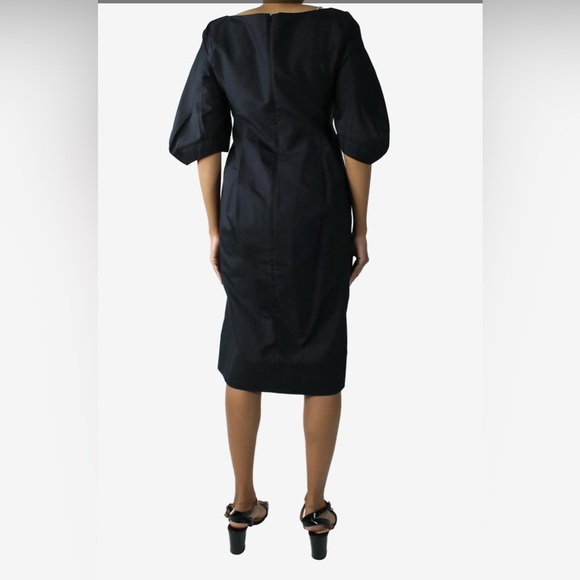 Jil Sander Black Silk Structured Midi Dress - Picture 5 of 9